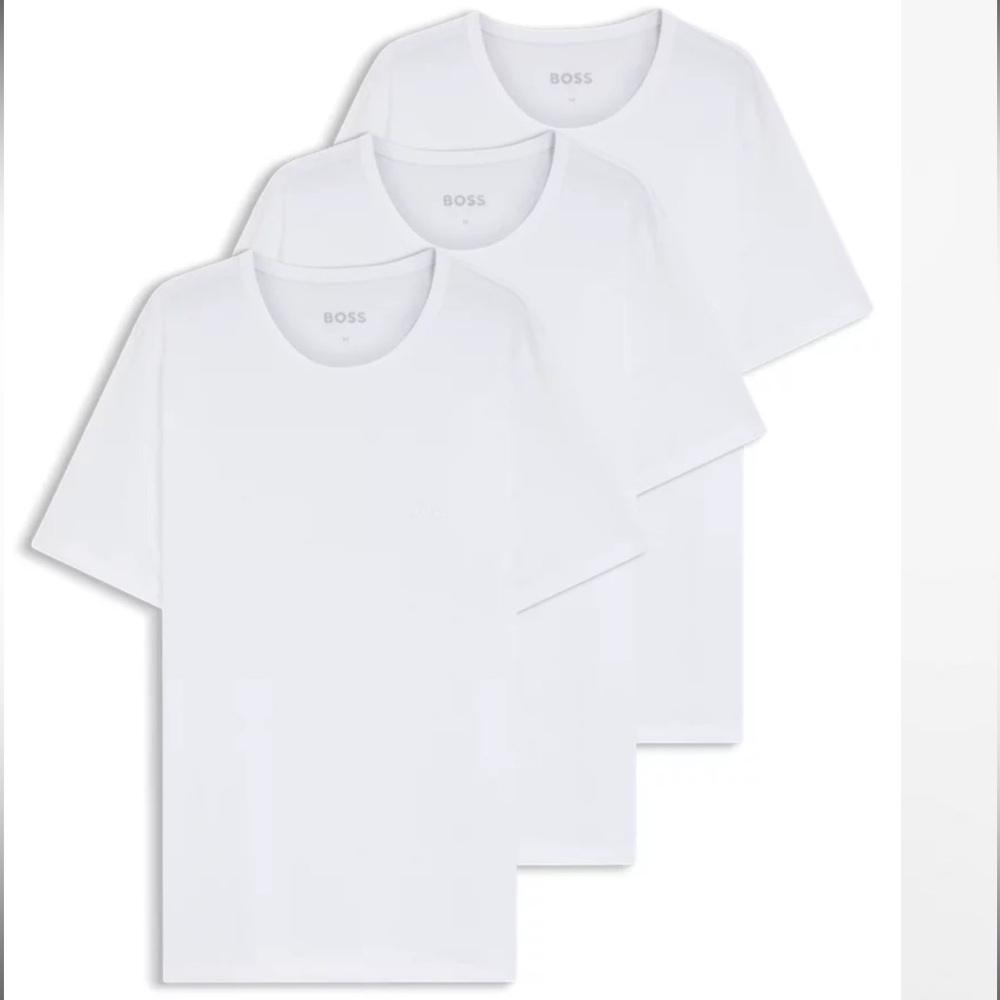 Hugo Boss Men's Pure Cotton White T-Shirt 3 Pack New - Picture 6 of 6